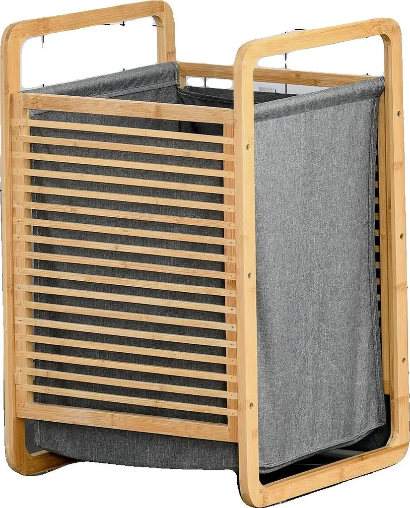 Panier de rangement en bambou 15x24x22 pouces avec sac amovible noir