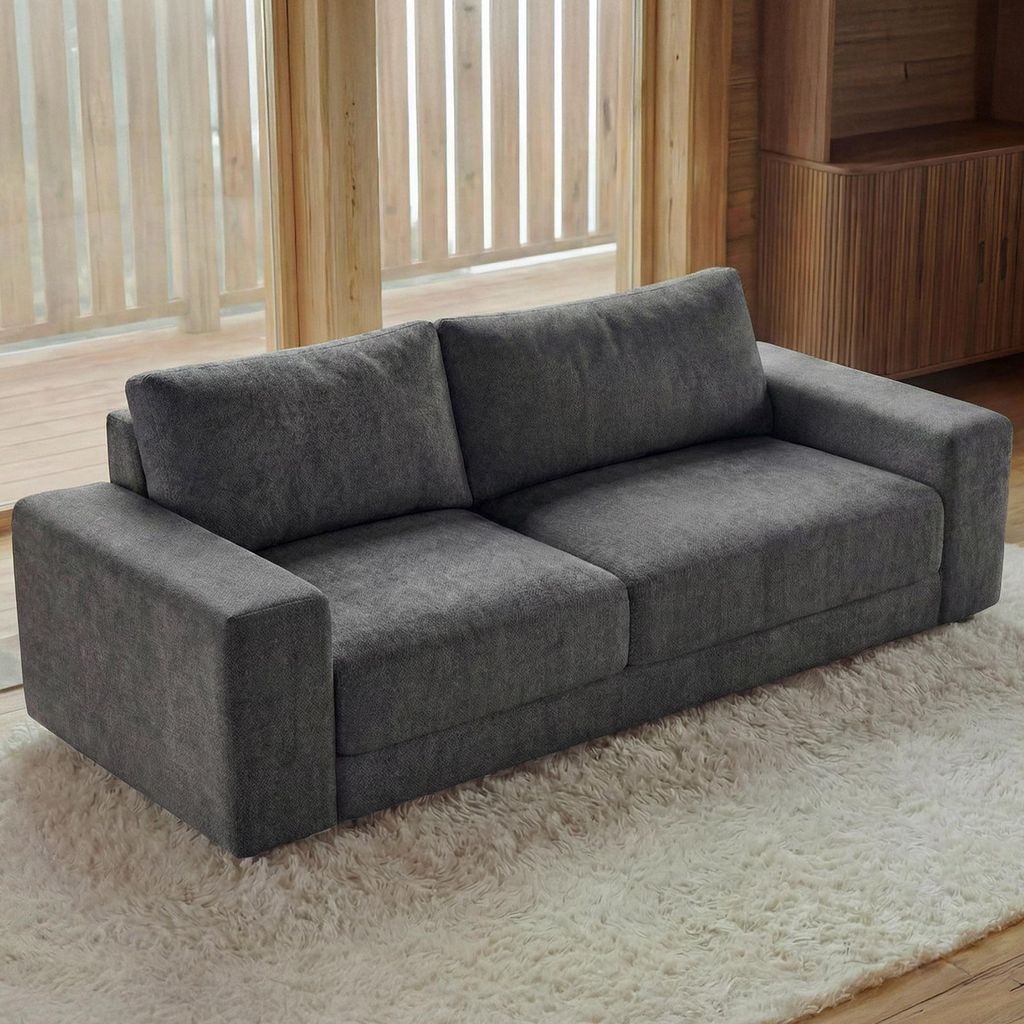 riess-ambiente Sofa LOFT 210cm grau Vogue Velours Samt 3-Sitzer Couch Taschenfederkern Schaumstoff