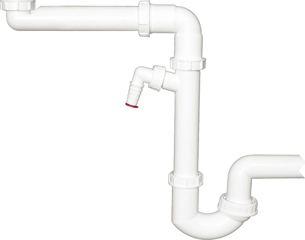 Raumspar-Siphon HL126SR DN40x6/4" + DN50 mit Kugelgelenk, Waschgeräte-Anschluss