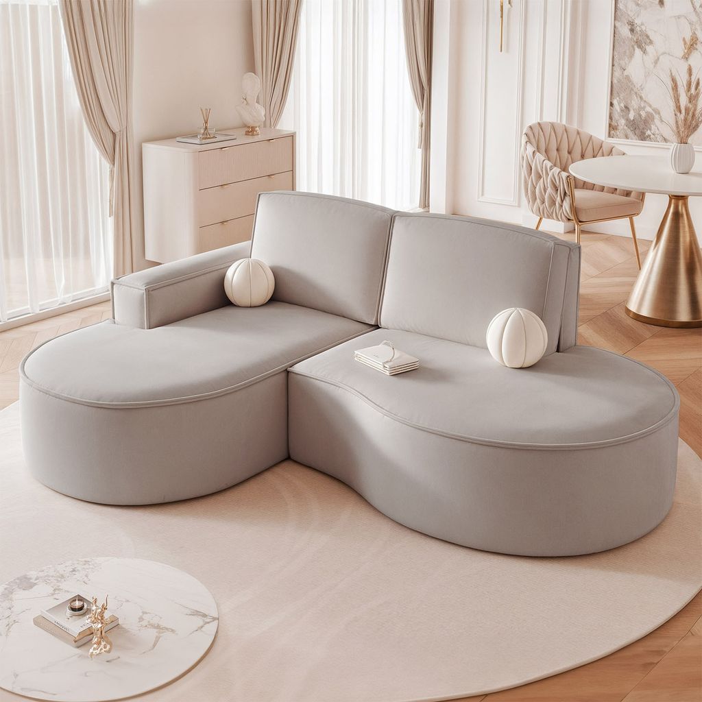 Polsterecksofa SOFIA L 210 cm Grau Linksseitige freistehende Polsterecke Wohnlandschaft Gepolstertes Schlafsofa modernes Eckcouch Sofa Riviera 91