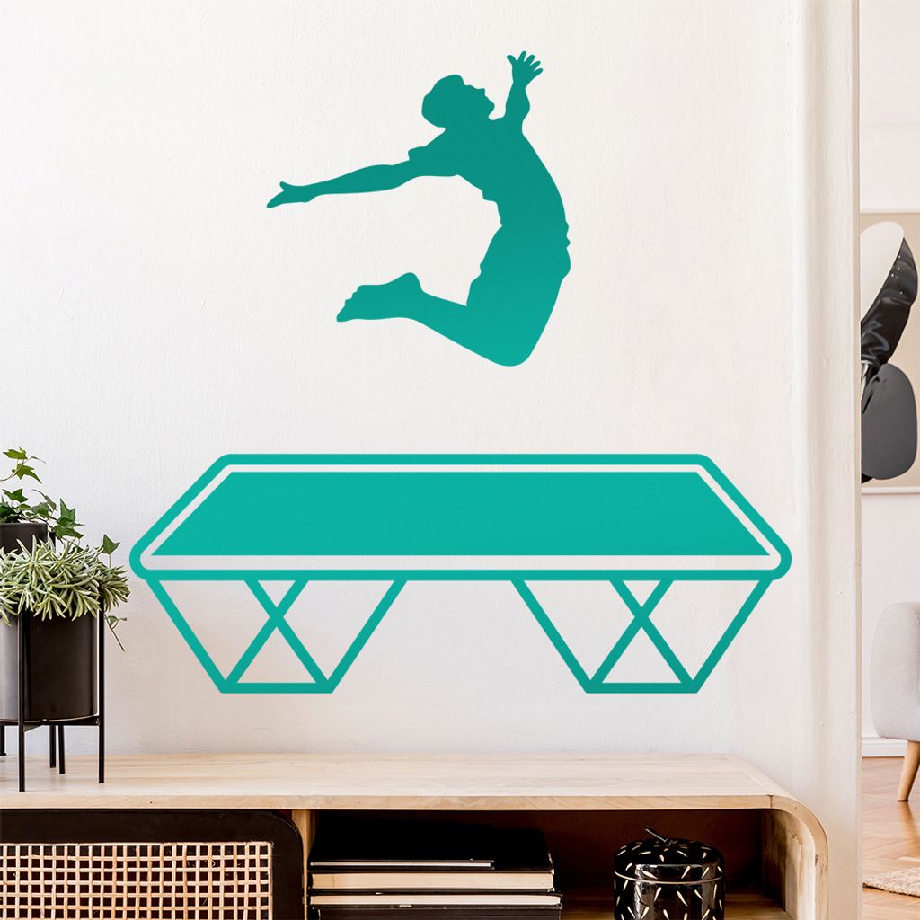 Trampolin Springen Figur Wandtattoo Wandaufkleber Wall Sticker - Dekoration, Küche, Wohnzimmer, Schlafzimmer, Badezimmer
