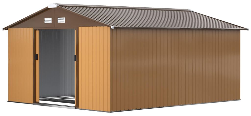 Outsunny tuinhuis, berging, schuur, metalen, geel Productafbeelding 