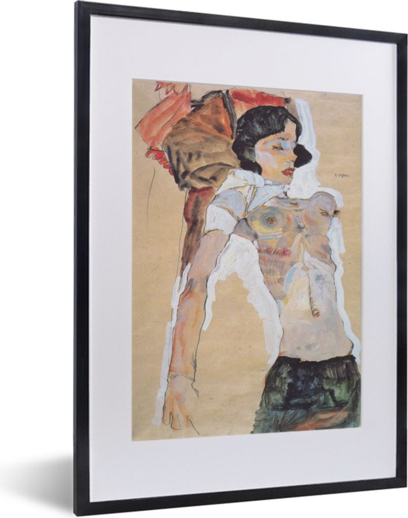 MuchoWow® Gerahmtes Poster Liegendes halbbekleidetes Produktbild 