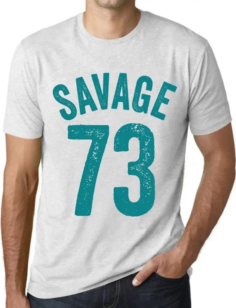 Herren Grafik T-Shirt Savage 73 Geschenk 73. Geburtstag Jahrestag 73 Jahre Jubiläum 73 Jährige Mann Jahrgang 1951 Kurzarm Lustige Druck