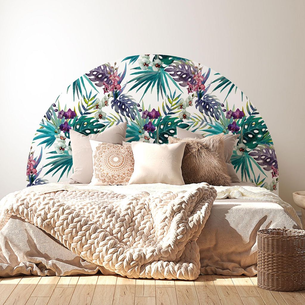Kopfteil-Aufkleber – Blumen – MAT-Kleber – L 200 x H 130 cm – Ideal für Betten 160 cm