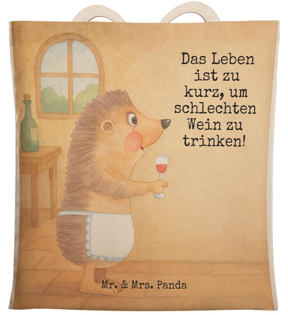 Mr. & Mrs. Panda Tote Bag Igel Wein Design - Weiß - Geschenk, Beutel, Tasche, trinken, Gute Laune, Spruch, Weinglas, Einkaufstasche, Rotwein, Trag...