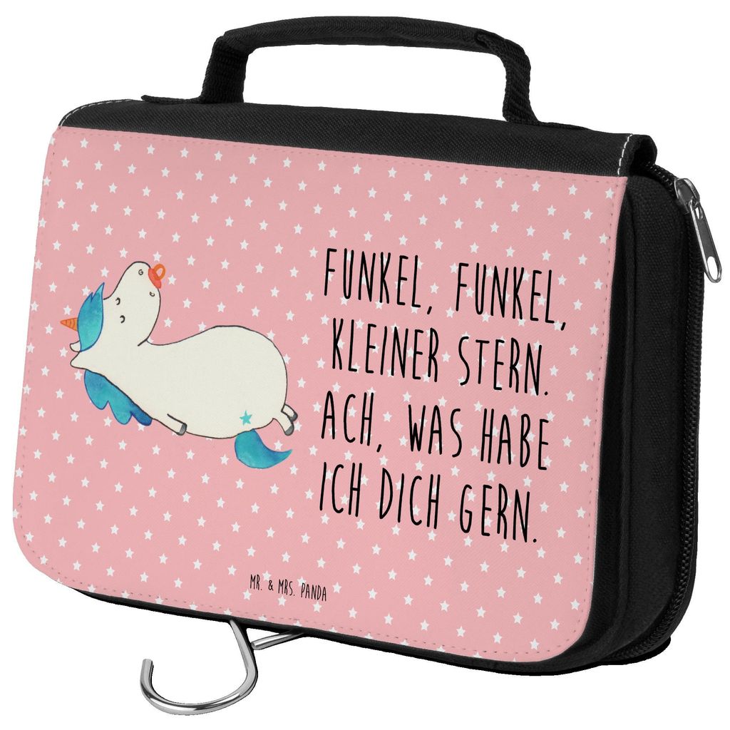 Mr. & Mrs. Panda Kulturbeutel Einhorn Schnuller - Rot Pastell - Geschenk, Geburtstag, Unicorn, Waschtasche, Baby, Reise-Kulturtasche, beautycase, M...
