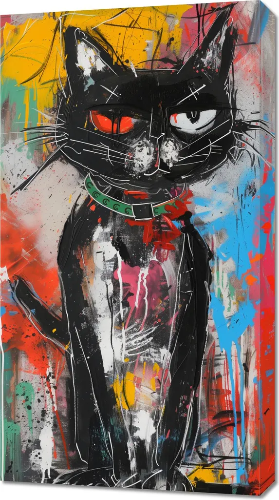 Décoration murale Chaton grognon - Tableau sur toile format 50x90 cm