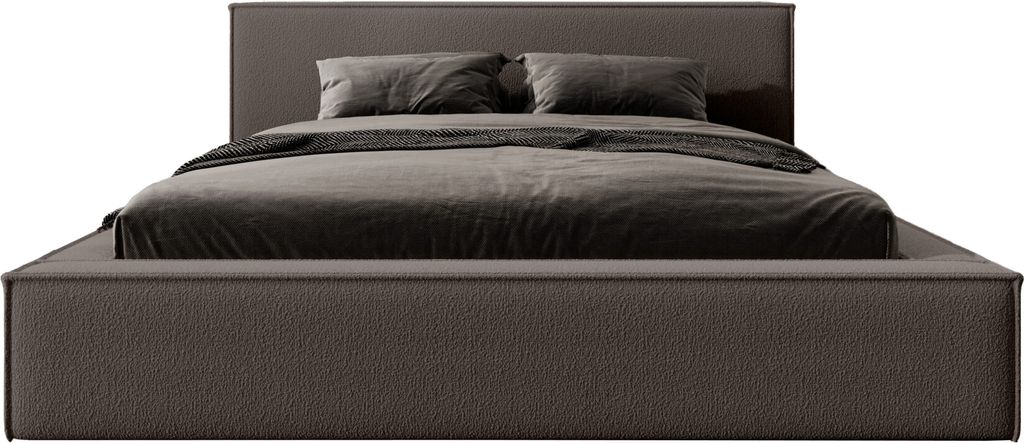 FEDVE Polsterbett Mendocino aus Bouclé-Stoff 200x200 cm, Braun