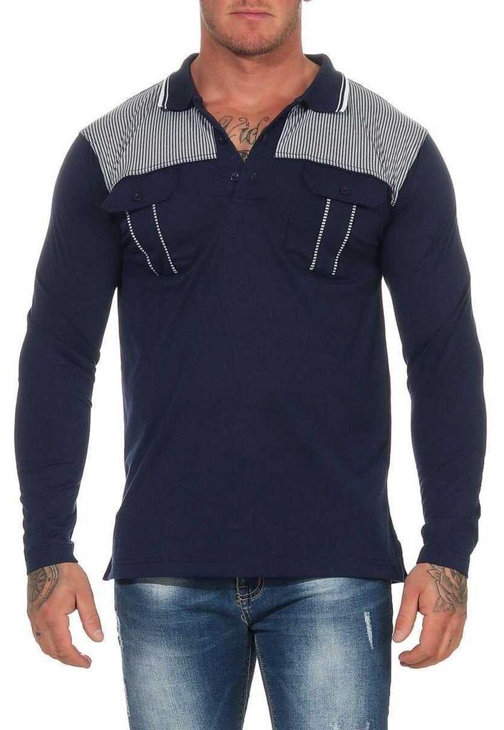 Herren Polo Shirt Langarm Longsleeve mit Brusttaschen; Produktbild 