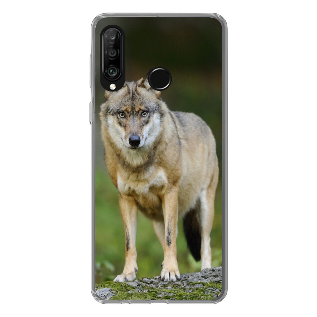 MuchoWow Handyhülle Schutzhülle Hülle für Huawei P30 Lite Wolf - Asien - Pflanzen Silikon Softcase Handy Hülle - Handyhülle