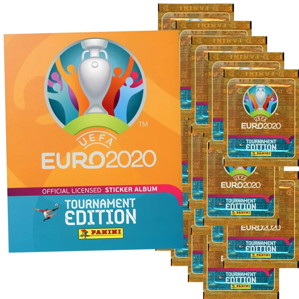 Set Panini Euro 2020 avec 20 Sachets et Album de Collection Officiel