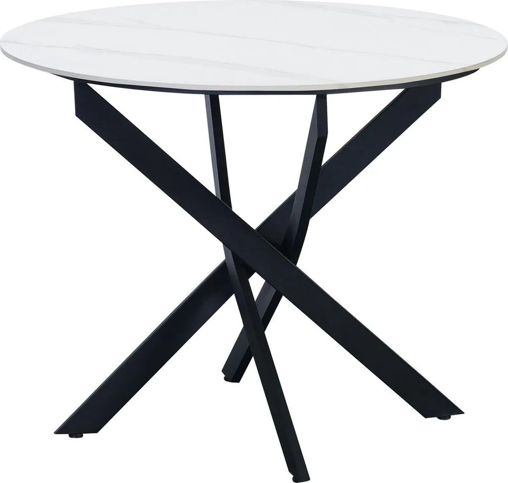 Table ronde marbre blanc sans entretien Bolt Edge pour 4 personnes
