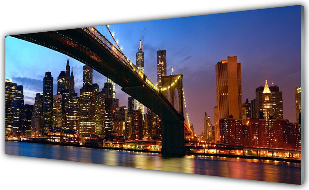 Glasbilder 125x50 Wandbild Druck auf Glas Brücke Stadt Wasser Architektur