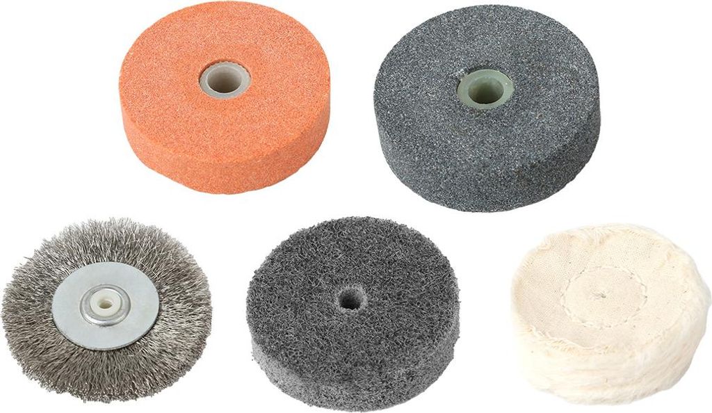 GRAPHITE 5 Pcs Zubehör Set, Zubehoer für Minischleifer | 1x Stahldrahtbürste 1x Polierfilz 2x Schleifstein 1x Nylonscheibe