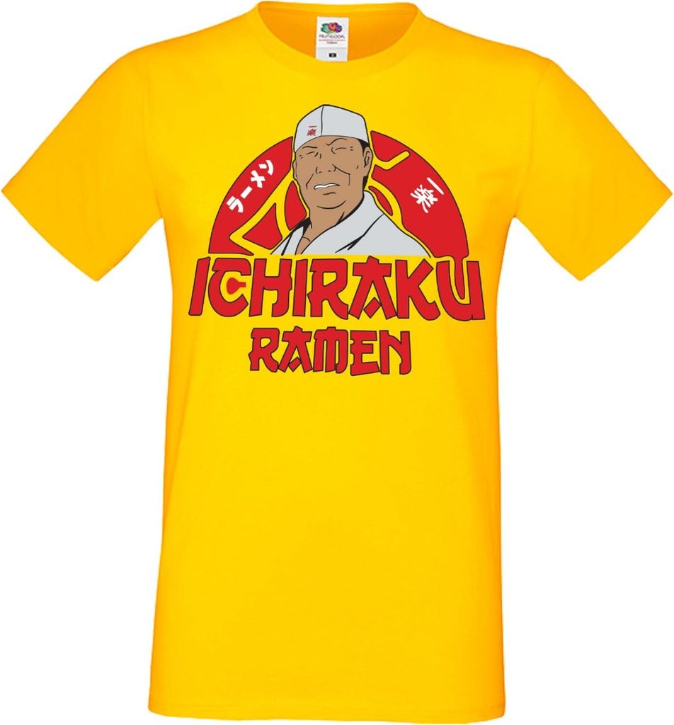 Herren T-Shirt Anime Manga Naruto Ichiraku Ramen, Man S / Gelb