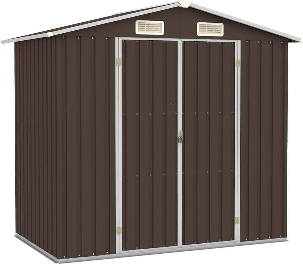 Gerätehaus Braun 205x129x183 cm Verzinkter Stahl