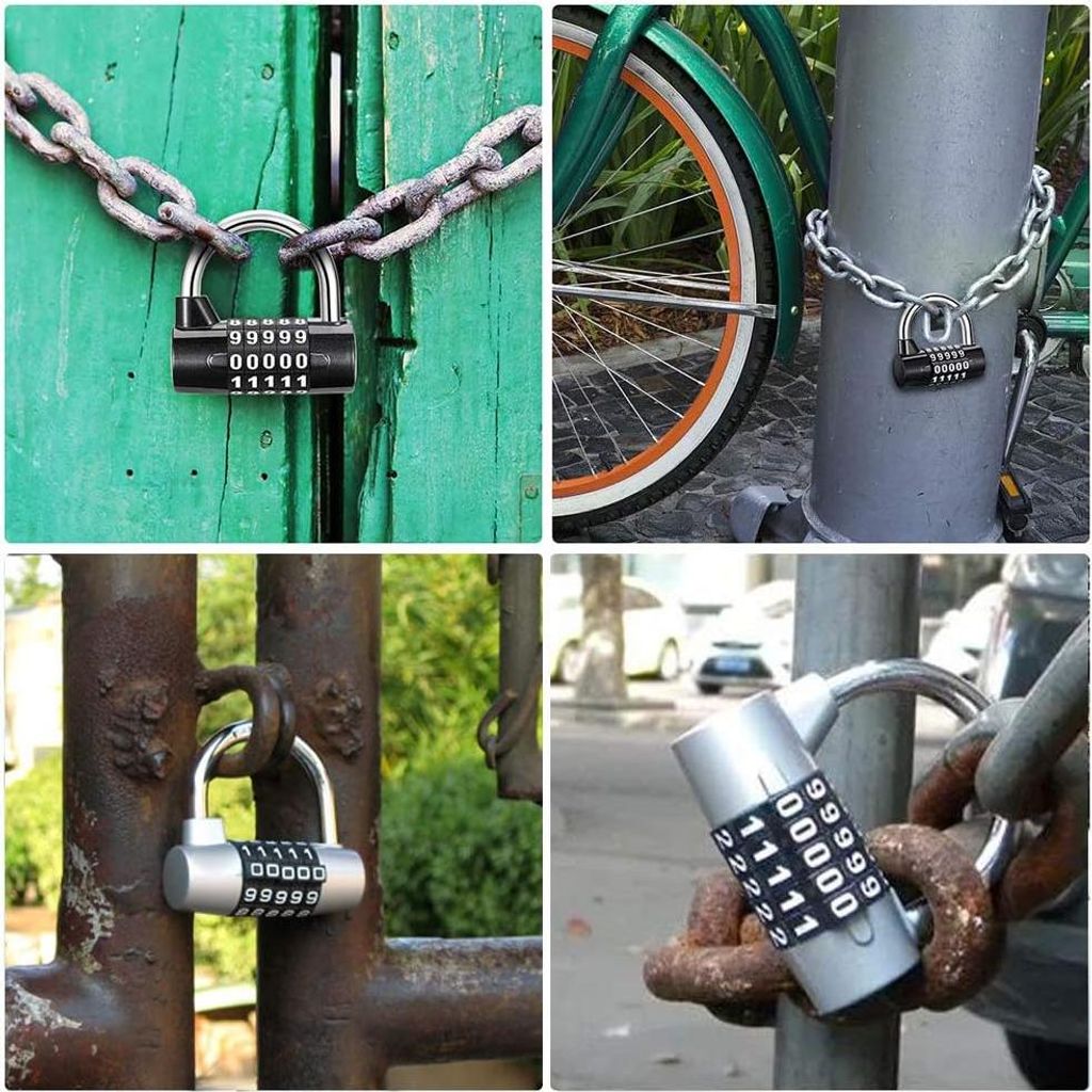 Vorhängeschloss Kombination Schloss mit 5 Ziffern - 2 Stück - Sicheres Kombinationsschloss