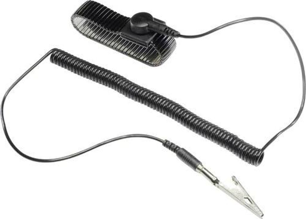 TRU COMPONENTS WristME-SET-4-305-K ESD-Handgelenkband Schwarz inkl. Erdungskabel Druckknopf 4 mm, Krokodilklemme