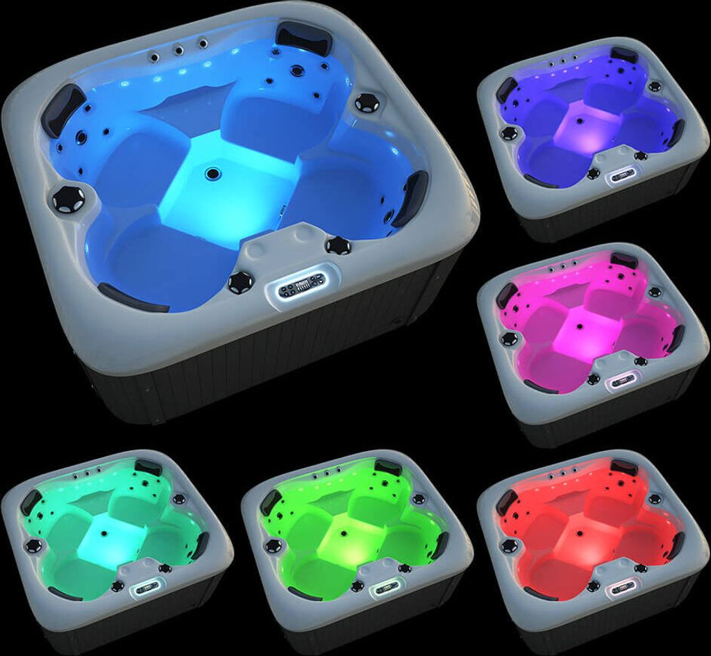 XXL Luxus SPA LED Whirlpool SET 180x160 Farblicht Outdoor Indoor Pool +Treppe+Abdeckung 4-Pers.