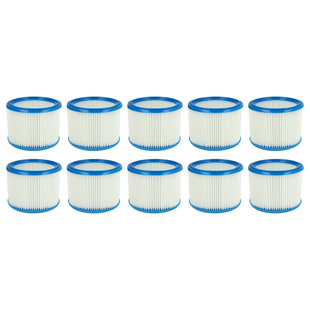 vhbw 10x Faltenfilter kompatibel mit Mirka 915 L PC, 1025 L PC Staubsauger - Patronenfilter Blau Weiß