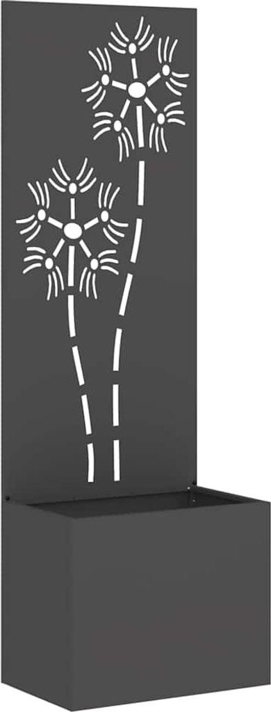 Garten Sichtschutz-Leinwand Floral Schwarz 50 x 32 x 150 cm
