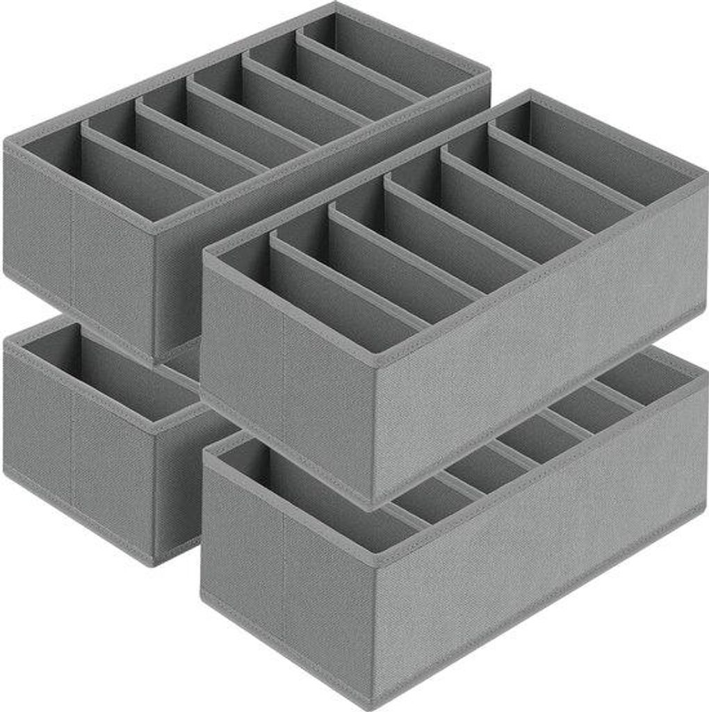 Garderoben-Organizer-Set, 2-teilig, Stoff, 30x15x9cm, dunkelgrau, Unterwäsche-Organizer
