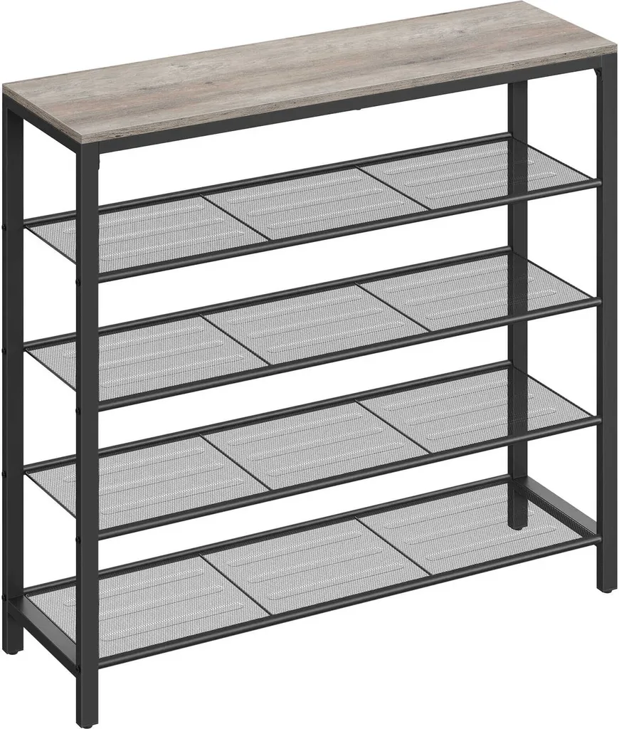 Étagère à chaussures en acier gris noir 100cm de large grand format