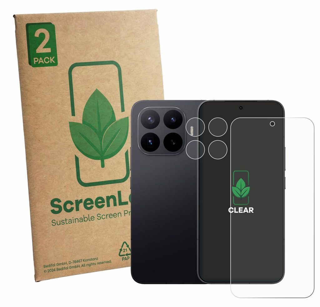 2x ScreenLeaf Schutzfolie für Xiaomi 17T Pro (Display+Kamera) nachhaltiger Displayschutz Display Schutz Folie Klar Transparent
