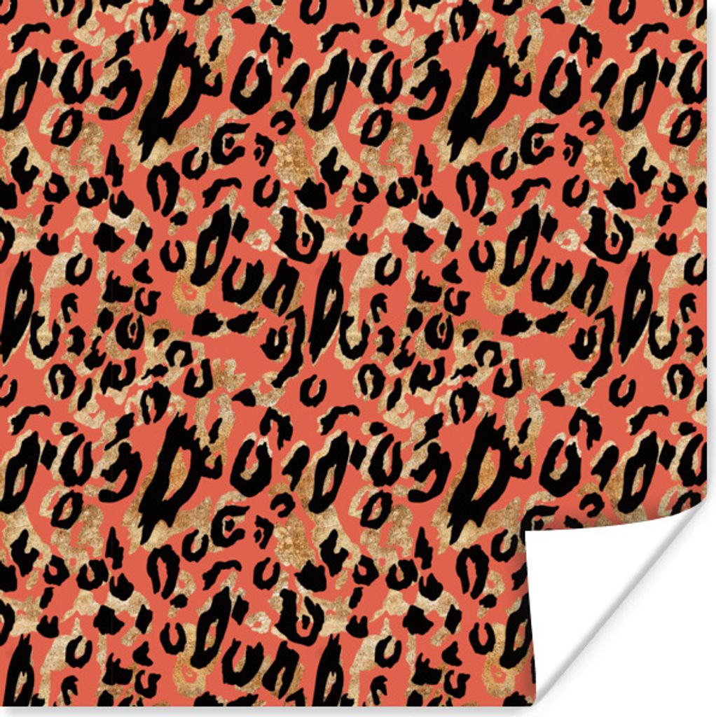 MuchoWow Poster Rosa - Pantherdruck - Gold - Luxus 75x75 cm - Wand Dekoration
