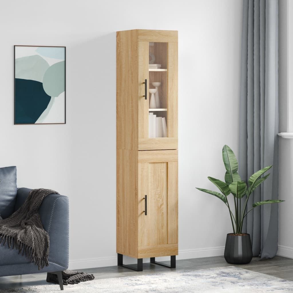 "2026 Promotion" Highboard/Vitrine/Beistellschrank - Sonoma-Eiche 34,5x34x180 cm Holzwerkstoff - Kommoden CC10676