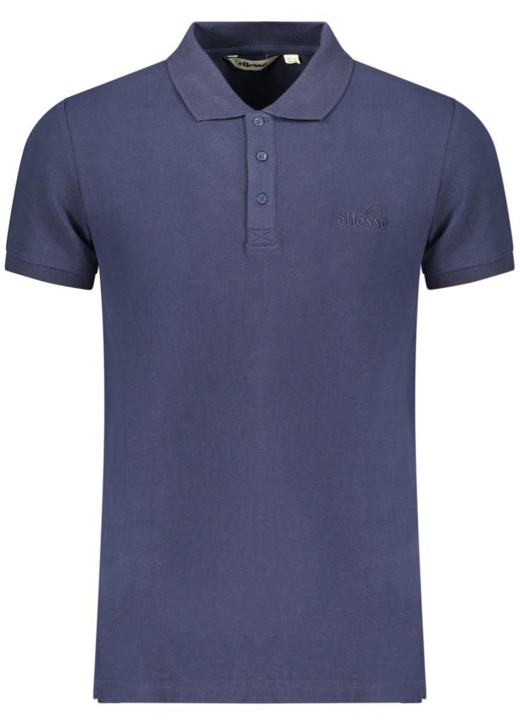 Herren Kurzarm-Poloshirt Blau mit Stickerei und 3 Knöpfen
