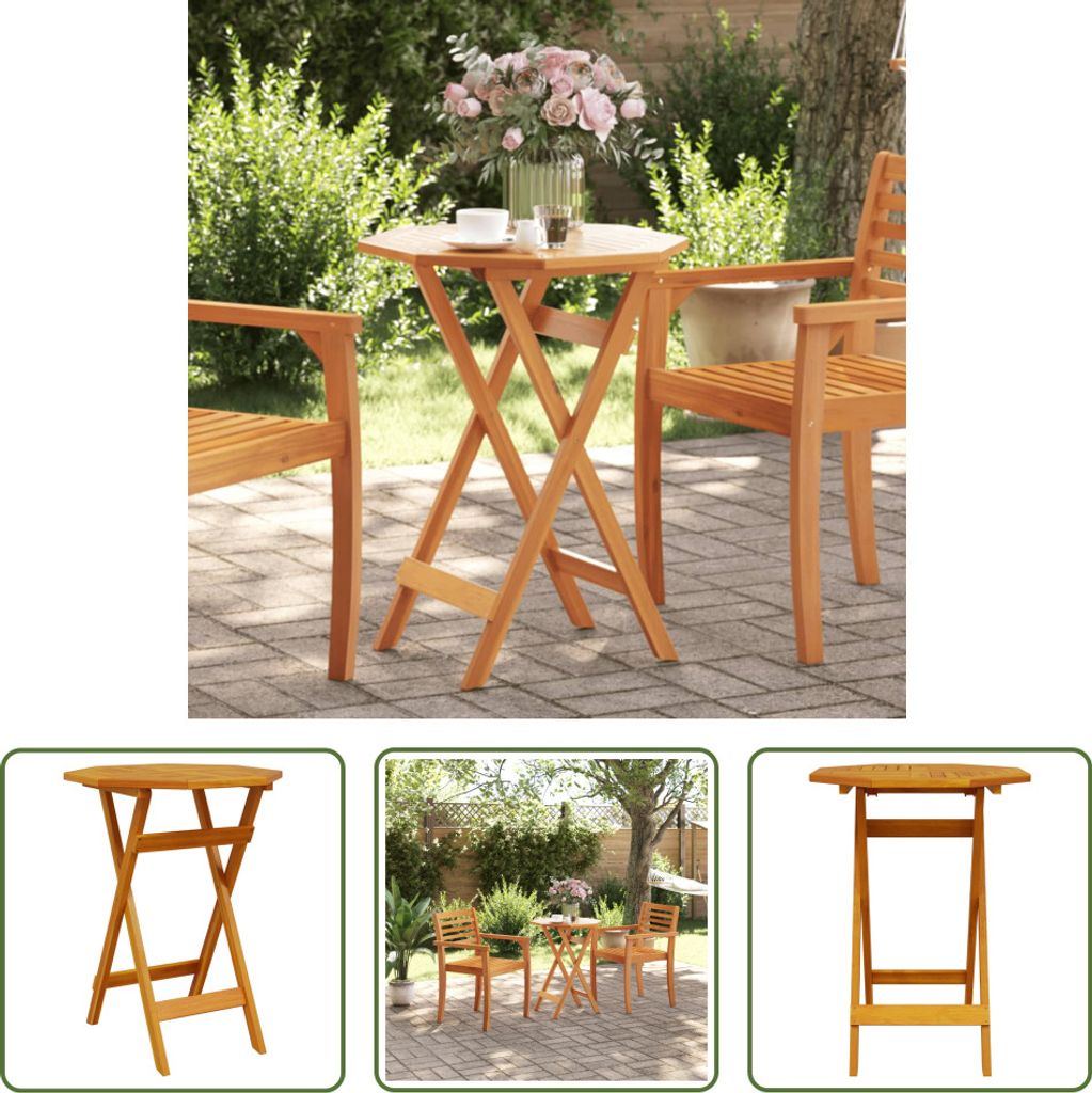 The Living Store Gartentisch Klappbar Ø60x75 cm Massivholz Akazie