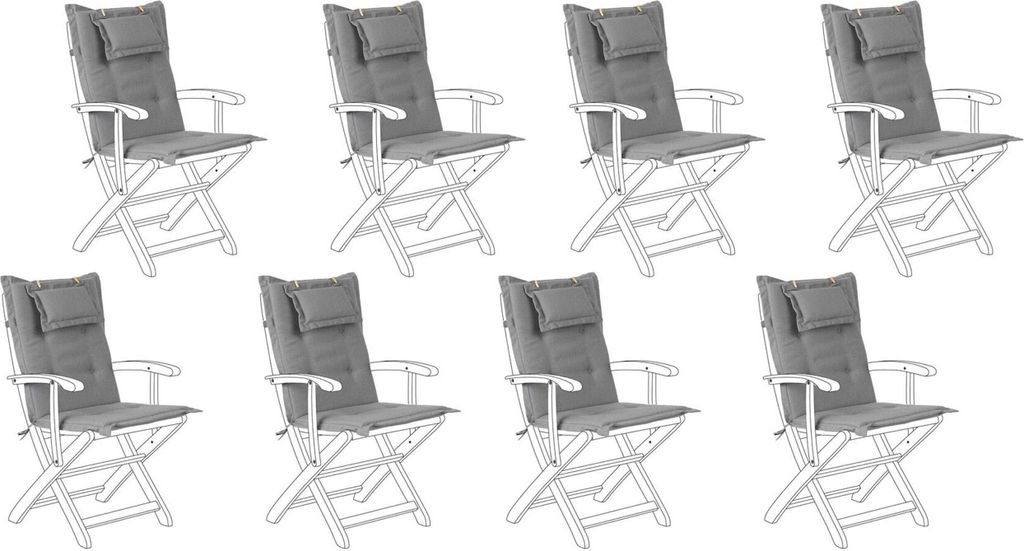 BELIANI Auflage für Gartenstuhl Grau Polsterbezug 8er Set Gartenmöbel