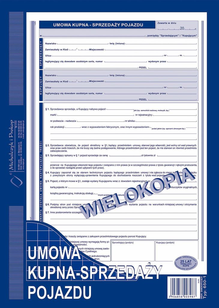Fahrzeugkauf- Und -Verkaufsvertrag (Wiel) 650-1
