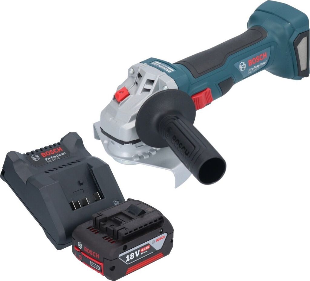 Bosch GWS 18V-7 Professional Akku Winkelschleifer 18 V 125 mm Brushless + 1x Akku 4,0 Ah + Ladegerät