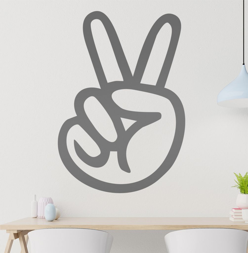 Peace Bruder Handzeichen Wandtattoo in 6 Größen - Wandaufkleber Wall Sticker - Dekoration, Küche, Wohnzimmer, Schlafzimmer, Badezimmer