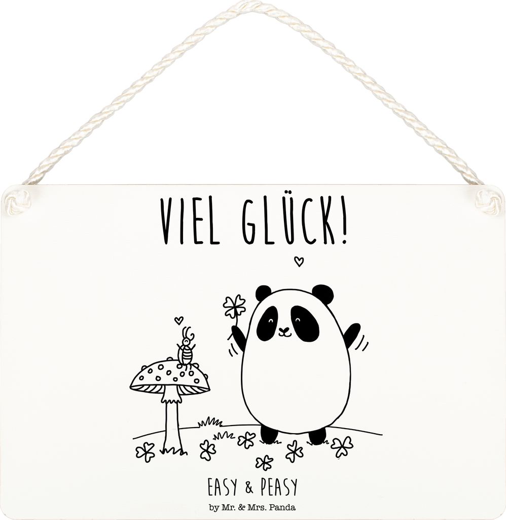 Mr. & Mrs. Panda Schild Panda Glück DIN A4 - Weiß - Geschenk, Holzschild, wandhänger, holzbild, Türschild, Wandbild Holz
