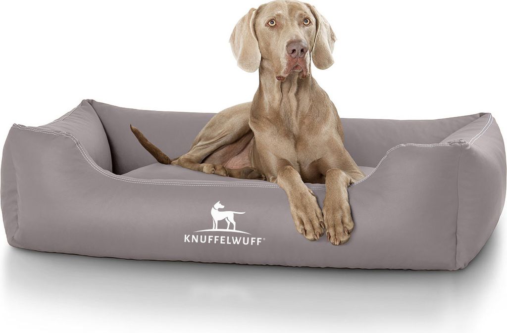 Knuffelwuff Kunstleder Hundebett Sidney Übergröße XXXL 155cm x 105cm Grau