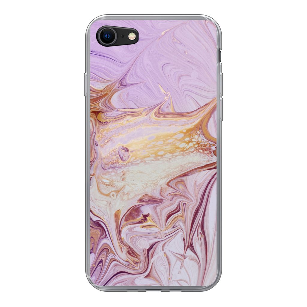 MuchoWow Handyhülle Schutzhülle Hülle für iPhone SE 2020 Marmor - Farbe - Abstrakt Silikon Softcase Handy Hülle - Kartenbesitzer