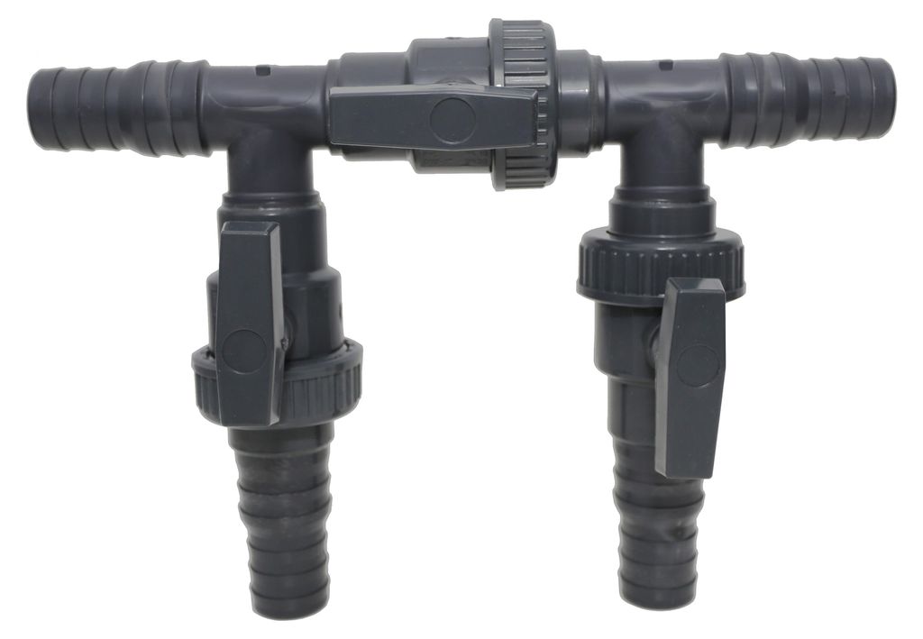 HAF 3 Wege Solarweiche / 3 Wege Ventil mit Absperrhahn | 4-Teiliges Bypass Set mit 32mm & 38mm Schlauchanschluss für Solarkollektor oder Poolheizung