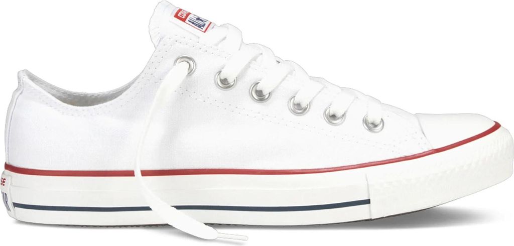 A white Converse All Star Oxford shoe is shown from the side against a white background.