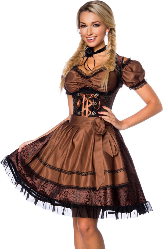 Dirndline Dirndl z bluzką Brązowy - Czarny - XL Zdjęcie produktu 