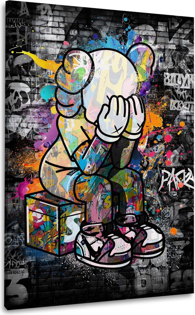 Figur Graffiti Pop Art auf urbanem Hintergrund Wandbild Leinwandbild XL Wanddeko: 40x60x2cm