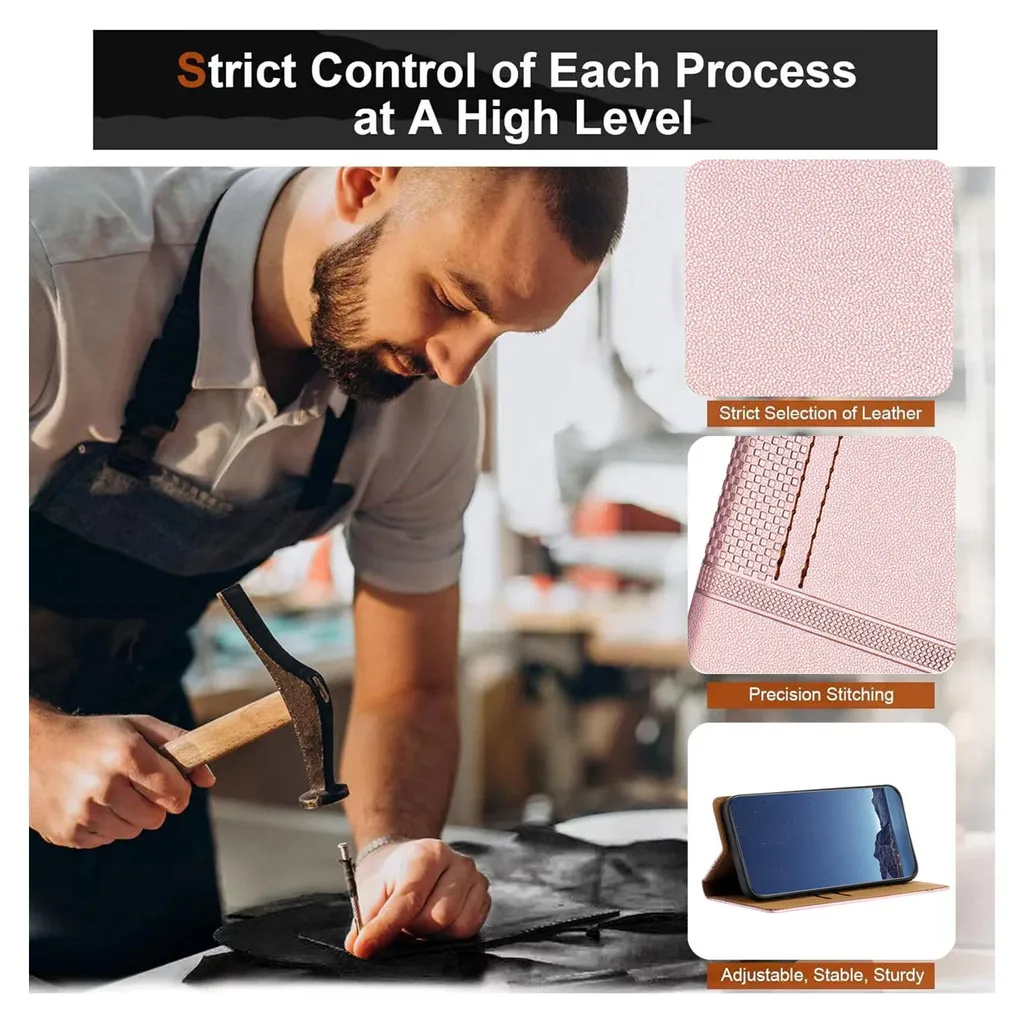 Custodia Xiaomi Redmi Note 9 Rosa in Pelle con Supporto - 6