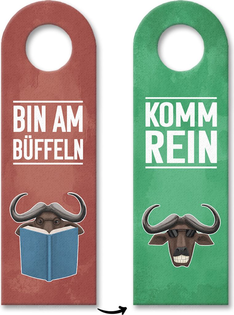 Bin am büffeln oder komm rein Türhänger 10er Set mit coolem Büffel