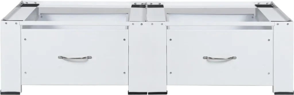 Support Machine à Laver Double Blanc Acier - Hauteur Ergonomique - 16