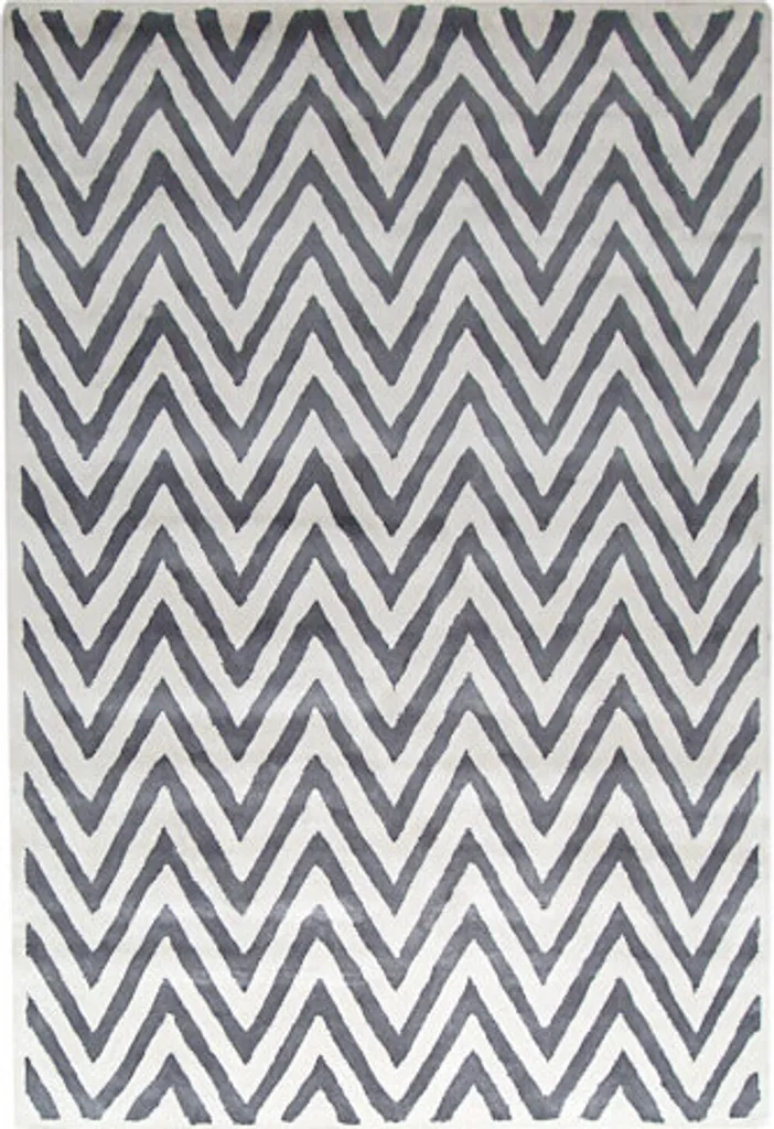Tapis Ziggy 122x183 cm pour salon et chambre - Ivoire argent déco moderne