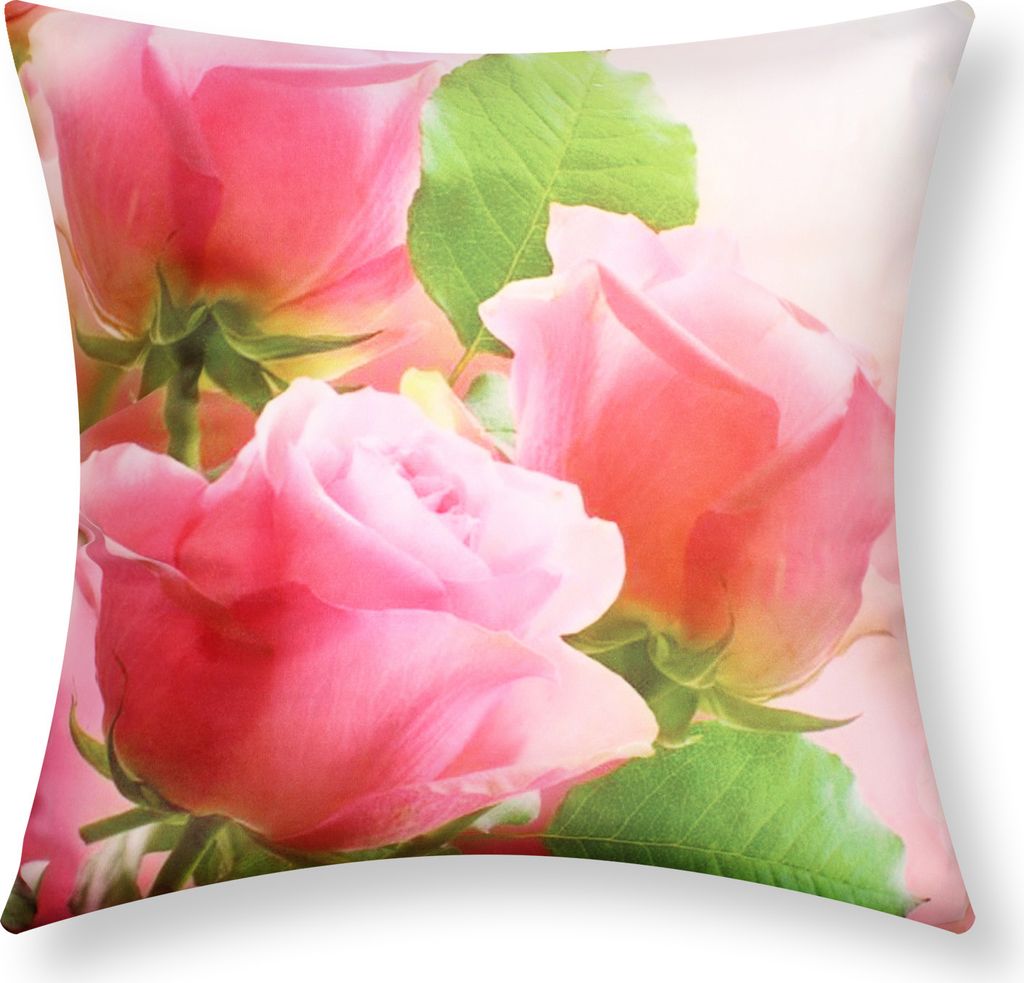 2er Set Kissenbezüge 40x40cm Motiv Rosenstrauß