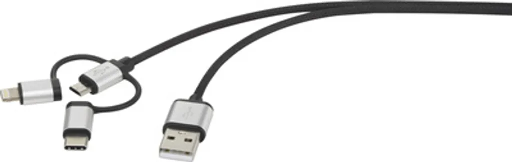 Câble USB 3-en-1 anti-nœud gris foncé pour charger tous vos smartphones